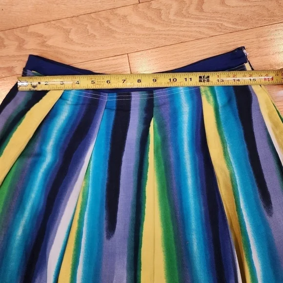 Calvin Klein Multicolored A-Line Lined Striped Knee Length Skirt Women's Size 6 - Picture 4 of 9